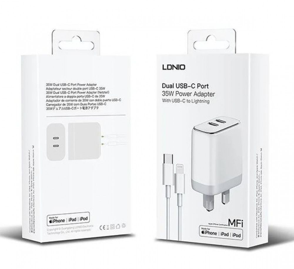 راس بيدي مخرجين ٣٥ واط - كيبل شحن سريع  معتمد من ابل